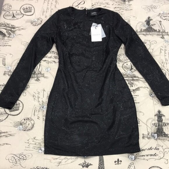 Bartdot Open Back Metallic Long Sleeve Minidress - Picture 4 of 6